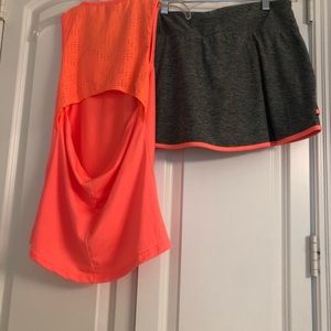 Two piece tennis outfit inner leggings.  Tru-Wick   88% Polyester , 12%Spandex.